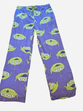 Disney Purple Pajama Bottoms with Green Alien Print